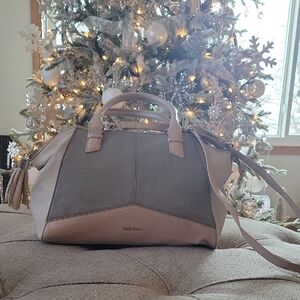 Nine West Elegant Gray and Tan Satchel